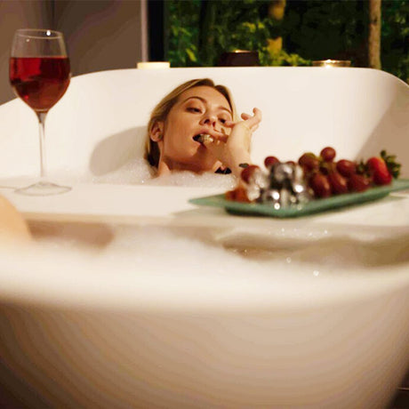 Paloma Solid Surface Stone Resin Freestanding Extra Deep Hammock Bathtub