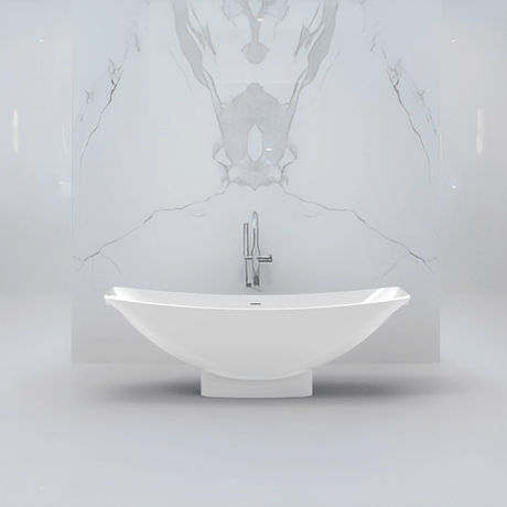 Paloma Solid Surface Stone Resin Freestanding Extra Deep Hammock Bathtub