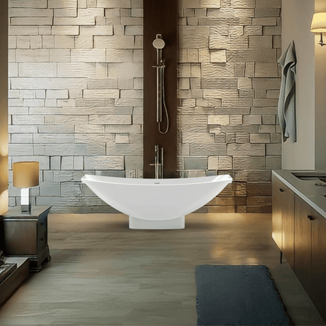 Paloma Solid Surface Stone Resin Freestanding Extra Deep Hammock Bathtub