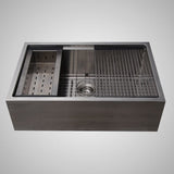 Panola Stainless Steel Single-Bowl Workstation Farmhouse Sink with Ledge
