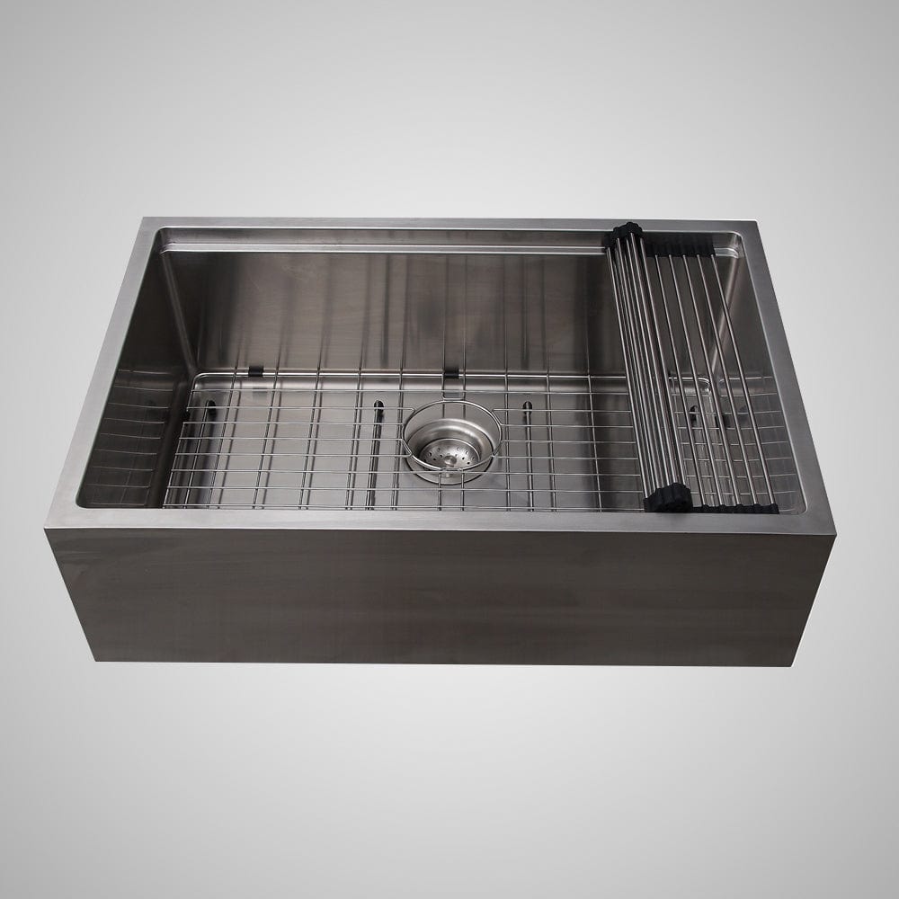 Panola Stainless Steel Single-Bowl Workstation Farmhouse Sink with Ledge