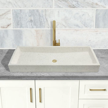Papley Rectangular Cast Concrete Vessel B-Grade Sink - Cream