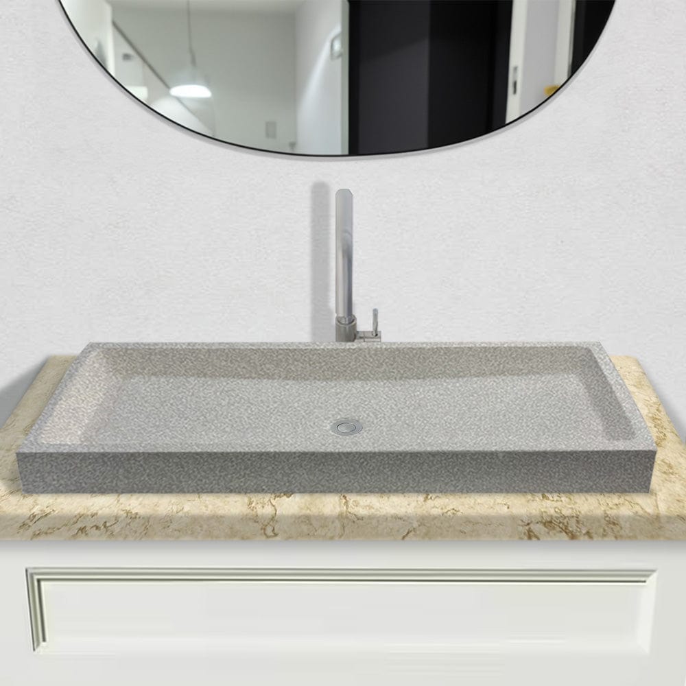 Papley Rectangular Cast Concrete Vessel B-Grade Sink - Dark Grey
