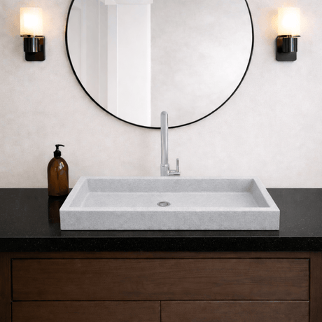 Papley Rectangular Cast Concrete Vessel B-Grade Sink - Light Grey