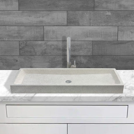 Papley Rectangular Cast Concrete Vessel B-Grade Sink - Light Grey