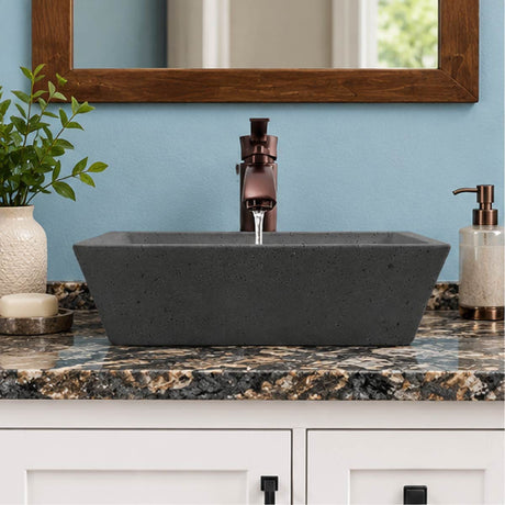 Paspen Rectangular Cast Concrete Vessel Sink - Black