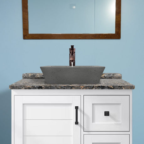 Paspen Rectangular Cast Concrete Vessel Sink - Black