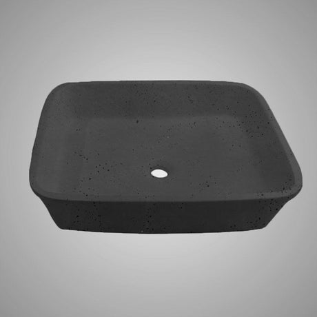 Paspen Rectangular Cast Concrete Vessel Sink - Black