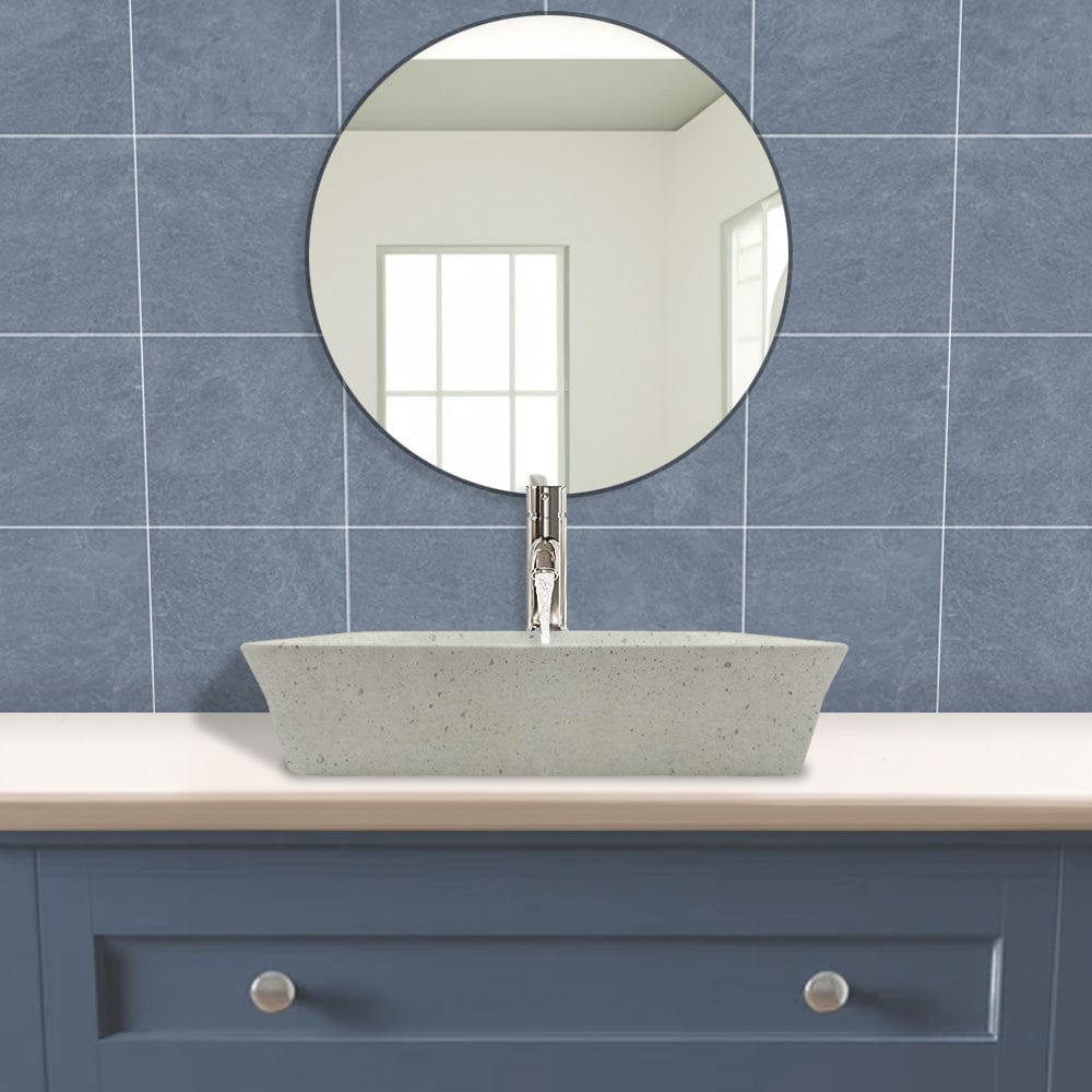 Paspen Rectangular Cast Concrete Vessel Sink - Cream