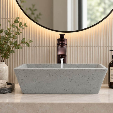 Paspen Rectangular Cast Concrete Vessel Sink - Dark Grey