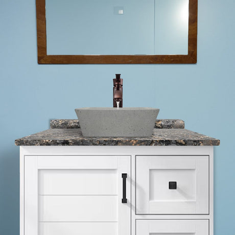 Paspen Rectangular Cast Concrete Vessel Sink - Dark Grey