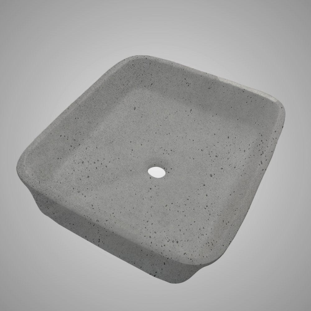 Paspen Rectangular Cast Concrete Vessel Sink - Dark Grey