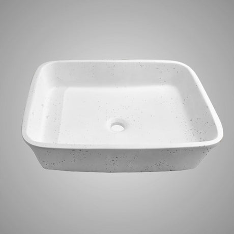 Paspen Rectangular Cast Concrete Vessel Sink - White