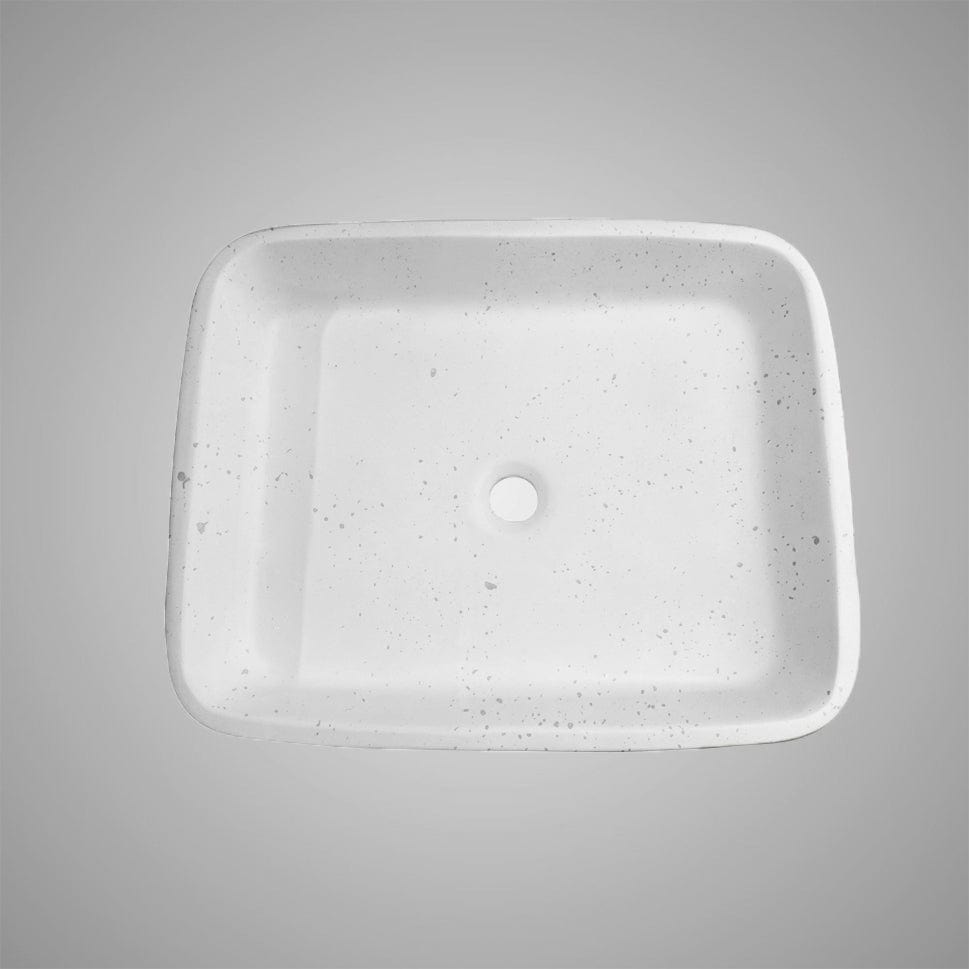 Paspen Rectangular Cast Concrete Vessel Sink - White