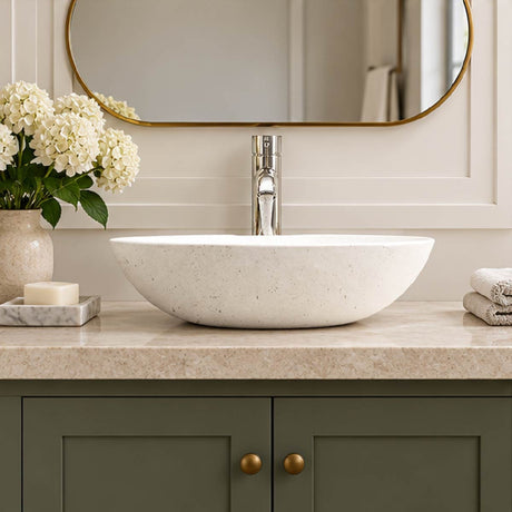 Pepster Round Cast Concrete Vessel Sink - Cream
