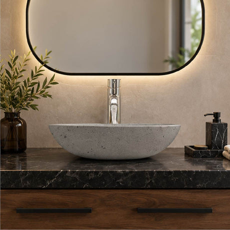 Pepster Round Cast Concrete Vessel Sink - Dark Grey