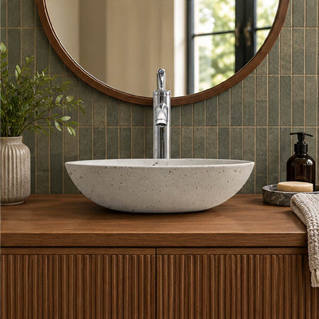 Pepster Round Cast Concrete Vessel Sink - Light Grey