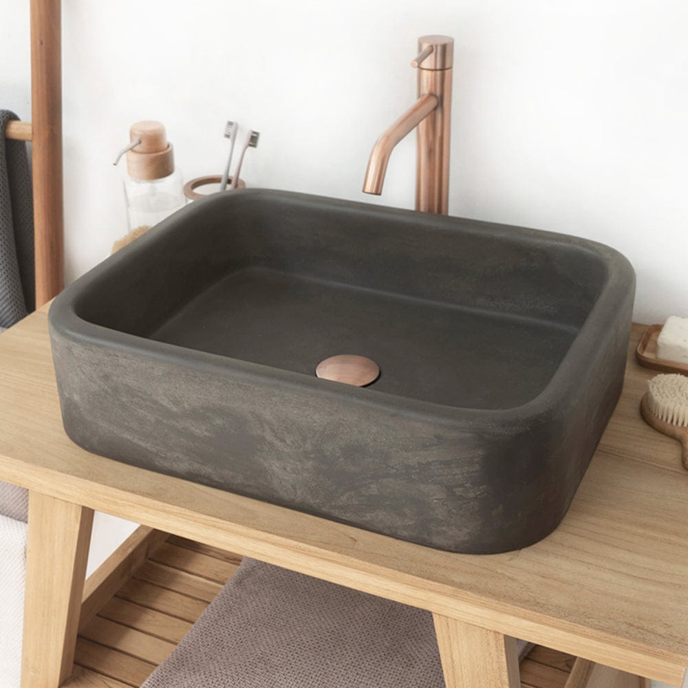 Piero Cast Concrete Rectangular Vessel Sink - Dusk Grey