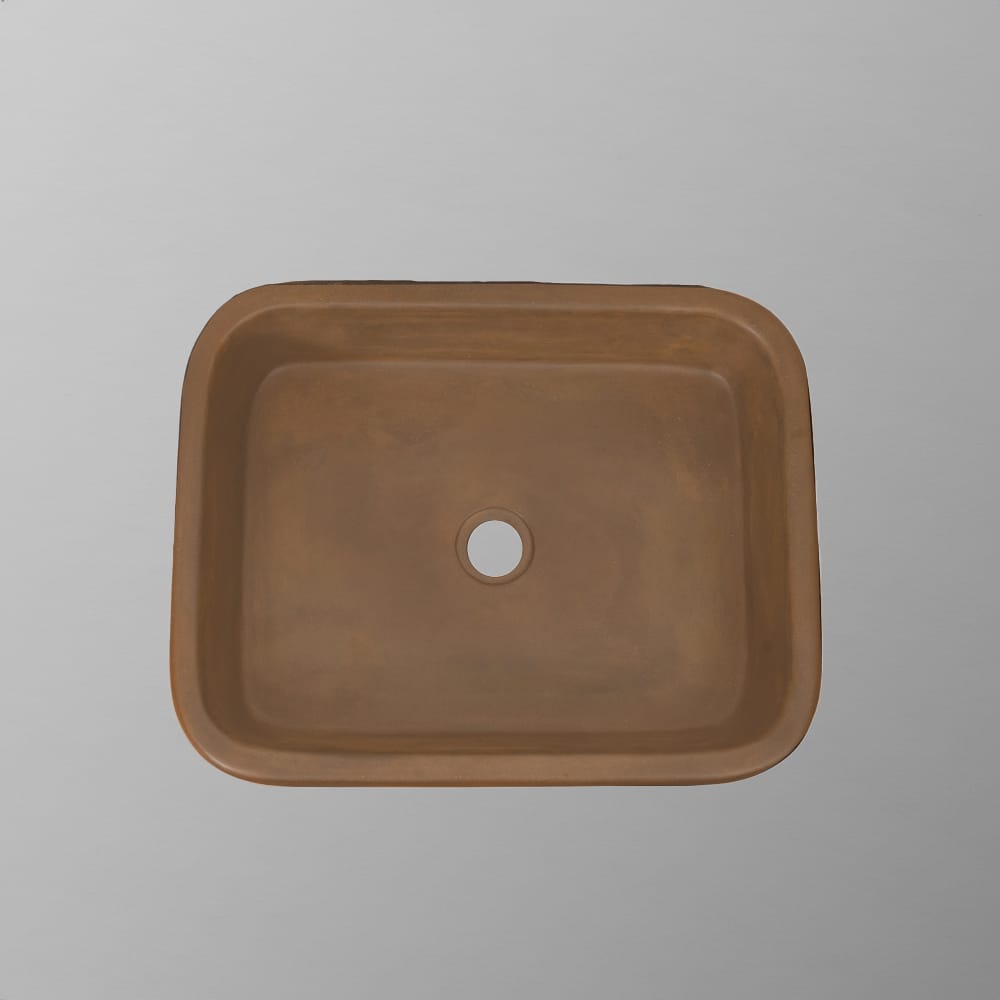 Piero Cast Concrete Rectangular Vessel Sink - Vintage Brown