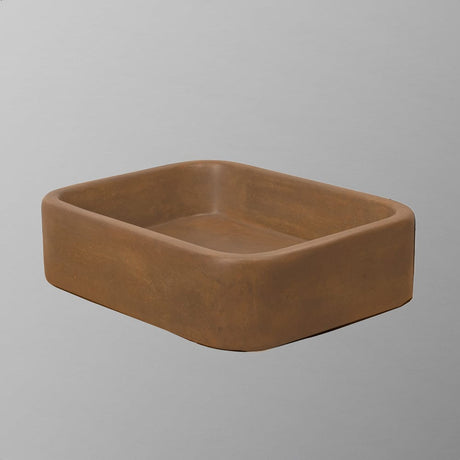 Piero Cast Concrete Rectangular Vessel Sink - Vintage Brown