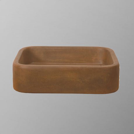 Piero Cast Concrete Rectangular Vessel Sink - Vintage Brown