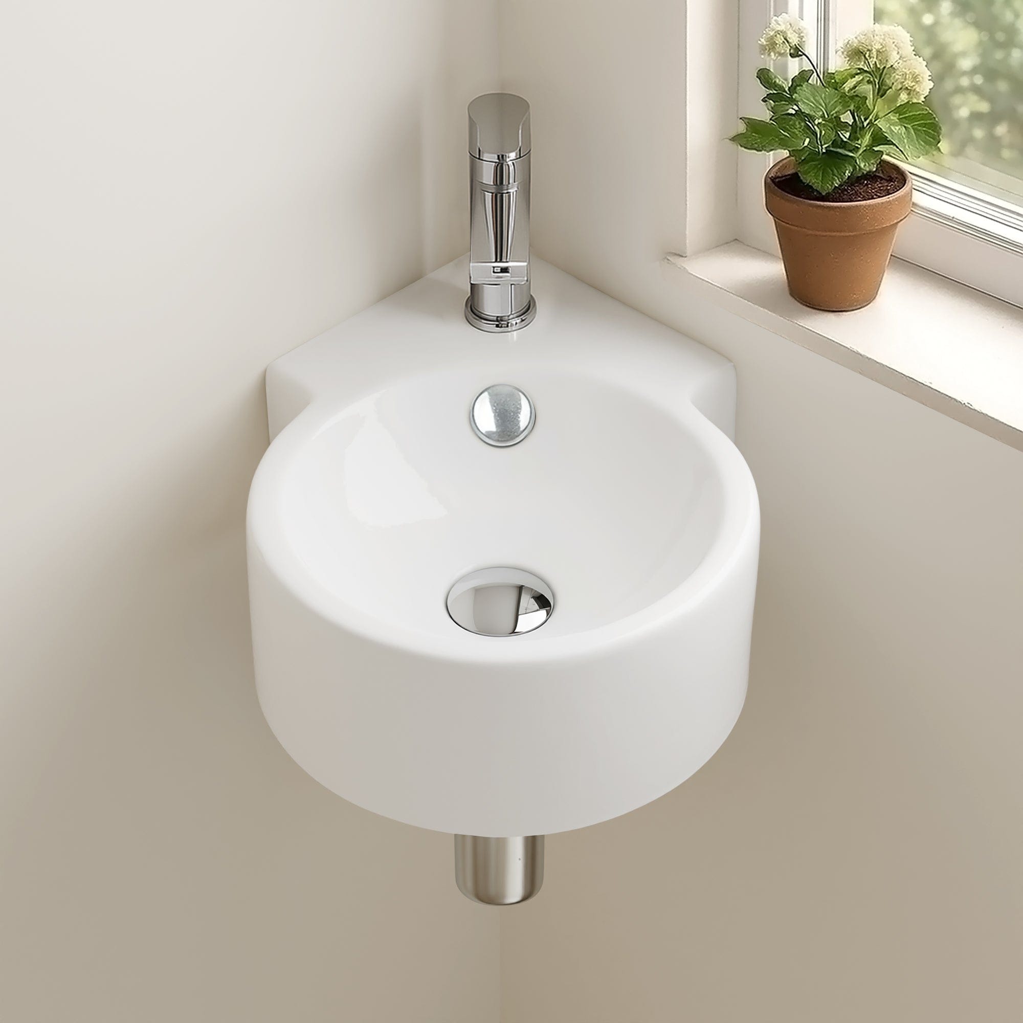 Pinto basin number 掛時計 298x48mm Pinto Vitreous China Corner Wall-Mount Bathroom Sink – Magnus Home