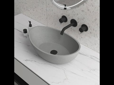 Saracen Oval Cast Concrete Vessel Sink - Grey