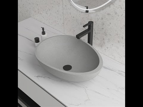 Clemons Oval Cast Concrete Vessel Sink - Grey