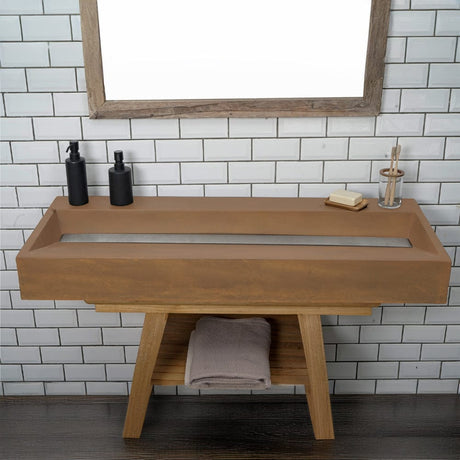 Prospero Rectangular Cast Concrete Vessel Sink - Vintage Brown