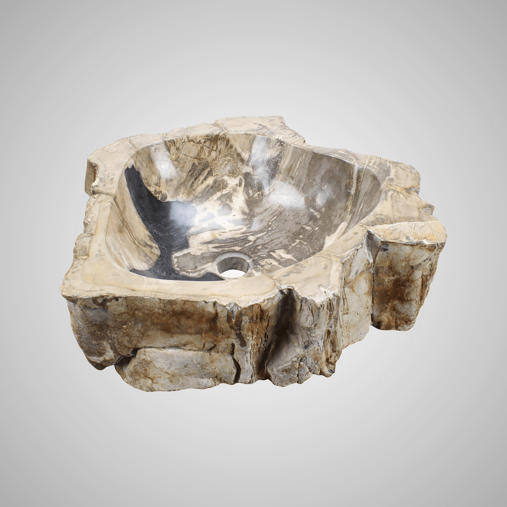 Ramona Petrified Wood Vessel Sink - Black Interior