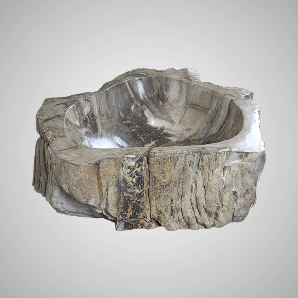 Ramona Petrified Wood Vessel Sink - Black Interior