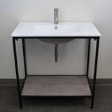 Regina Vitreous China Console Bathroom Sink with Black Powdercoat Iron Stand