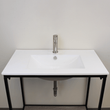 Regina Vitreous China Console Bathroom Sink with Black Powdercoat Iron Stand