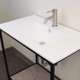 Regina Vitreous China Console Bathroom Sink with Black Powdercoat Iron Stand