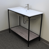 Regina Vitreous China Console Bathroom Sink with Black Powdercoat Iron Stand