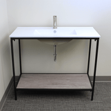 Regina Vitreous China Console Bathroom Sink with Black Powdercoat Iron Stand