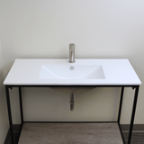 Regina Vitreous China Console Bathroom Sink with Black Powdercoat Iron Stand