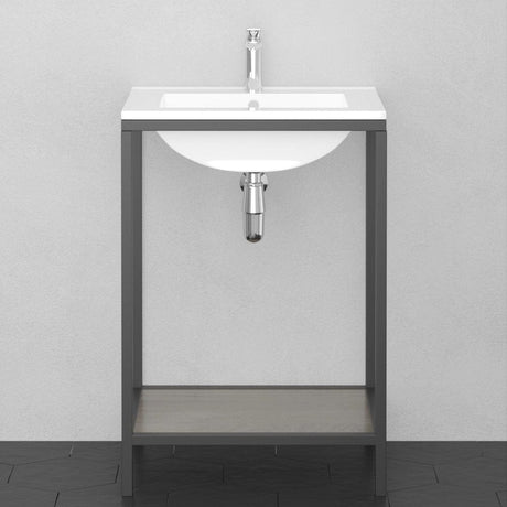 Regina Vitreous China Console Bathroom Sink with Black Powdercoat Iron Stand