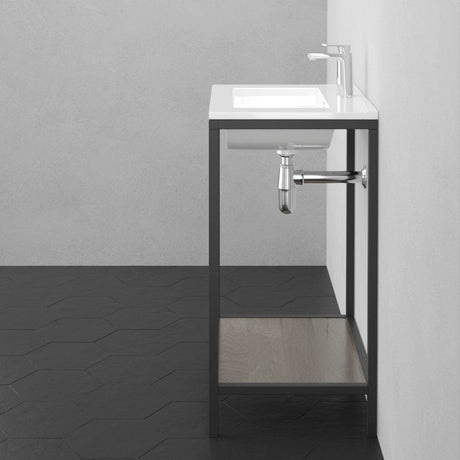 Regina Vitreous China Console Bathroom Sink with Black Powdercoat Iron Stand
