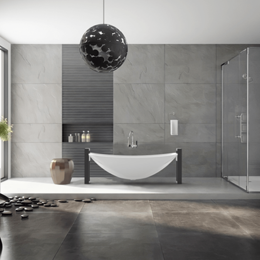 Rena Solid Surface Stone Resin Freestanding Extra Deep Hammock Bathtub with Black Powdercoat Steel Frame