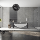 Rena Solid Surface Stone Resin Freestanding Extra Deep Hammock Bathtub with Black Powdercoat Steel Frame