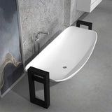 Rena Solid Surface Stone Resin Freestanding Extra Deep Hammock Bathtub with Black Powdercoat Steel Frame