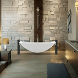 Rena Solid Surface Stone Resin Freestanding Extra Deep Hammock Bathtub with Black Powdercoat Steel Frame