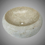 Repley Marble Vessel Sink with Polished Interior - Cream