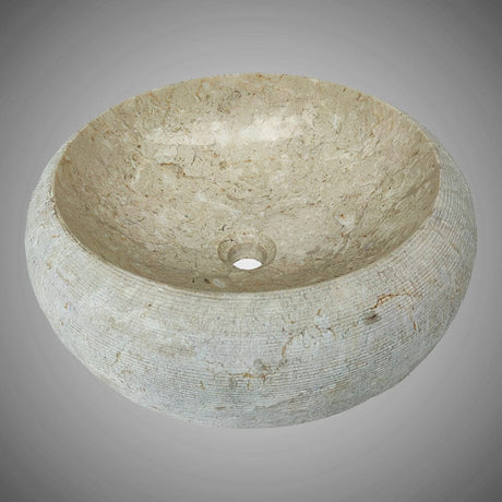 Repley Marble Vessel Sink with Polished Interior - Cream
