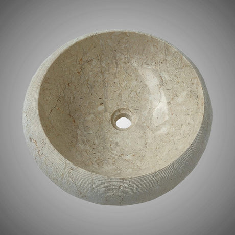 Repley Marble Vessel Sink with Polished Interior - Cream