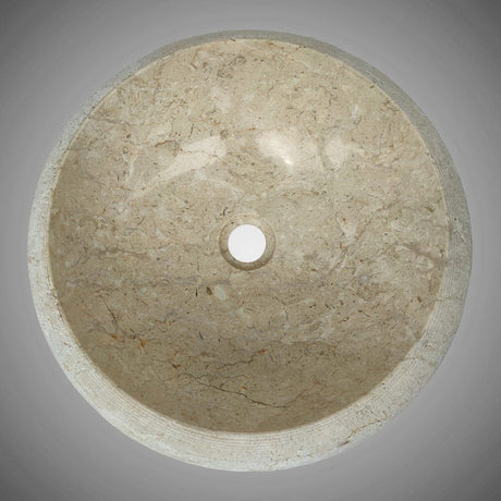 Repley Marble Vessel Sink with Polished Interior - Cream