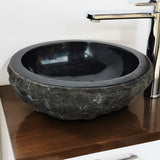 Toros Black Rustic Marble Vessel Sink, Handmade Natural Sink Bathroom Vanity Sink, Bathroom Decor (IN STOCK