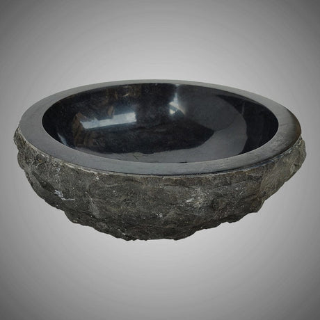 Reppoto Marble Vessel Sink with Polished Interior - Black