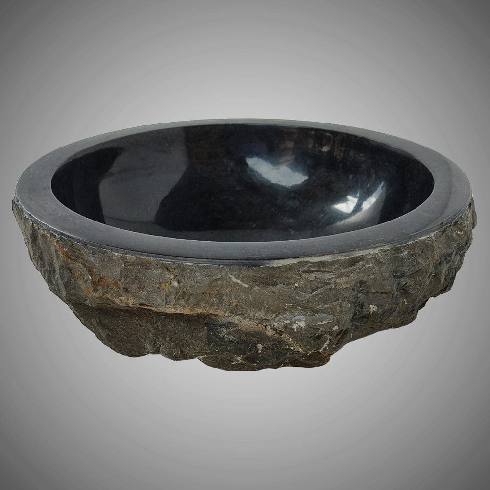 Reppoto Marble Vessel Sink with Polished Interior - Black
